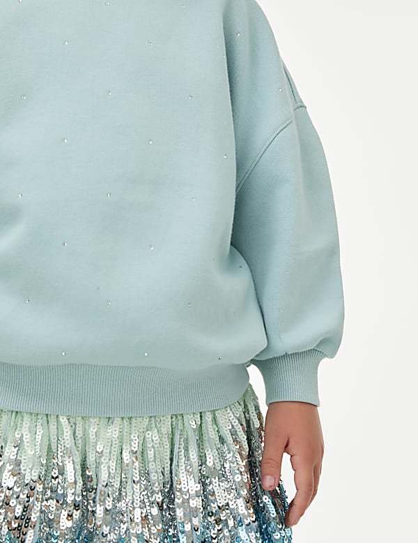 Cotton Rich Diamante Sweatshirt (2-8 Yrs) - IL