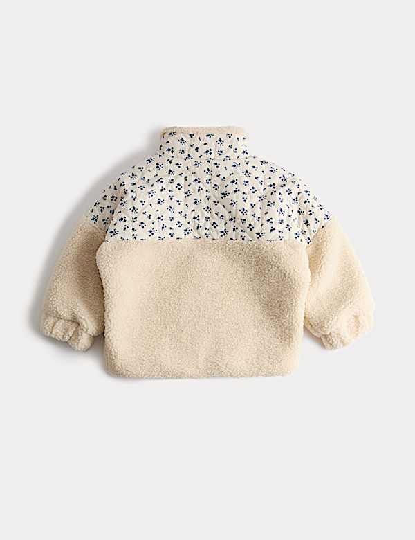 Veste patchwork imitation peau de mouton motif fleuri (du 1 au 8 ans) - LU
