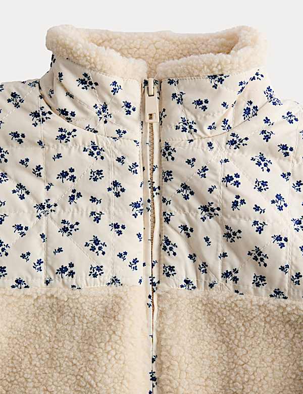 Veste patchwork imitation peau de mouton motif fleuri (du 1 au 8 ans) - LU