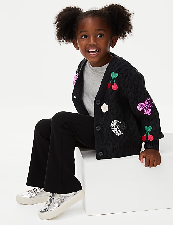 Embroidered Sequin Heart Cherry Cardigan (2-8 Yrs) - KR