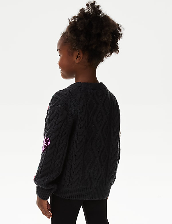 Embroidered Sequin Heart Cherry Cardigan (2-8 Yrs) - KR