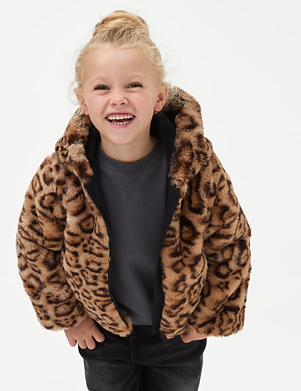 Leopard Faux Fur Jacket 2 8 Yrs MULTI Jackets M S FR