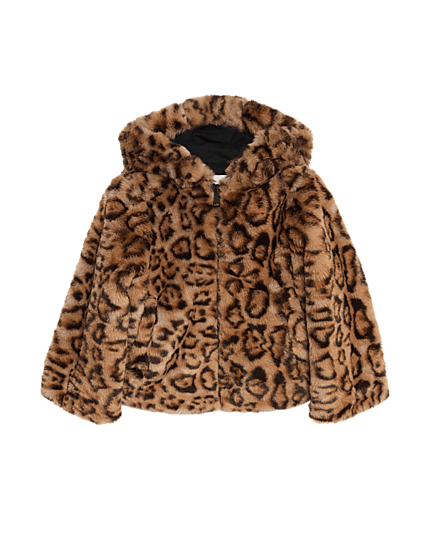 Leopard fur coat with hood discount