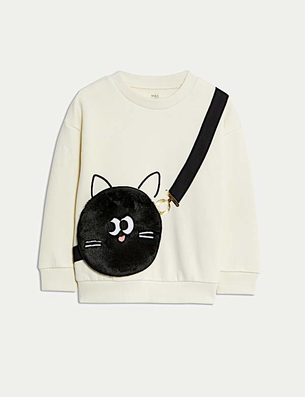Cotton Rich Halloween Cat Bag Sweatshirt (2 -8 yrs) - DK