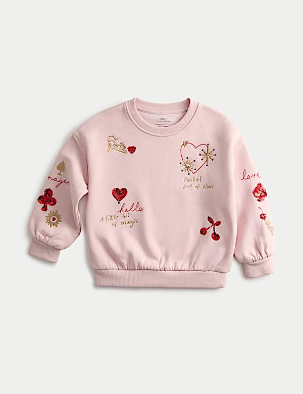 Katoenrijke sweater met lovertjes (2-10 jaar) - BE