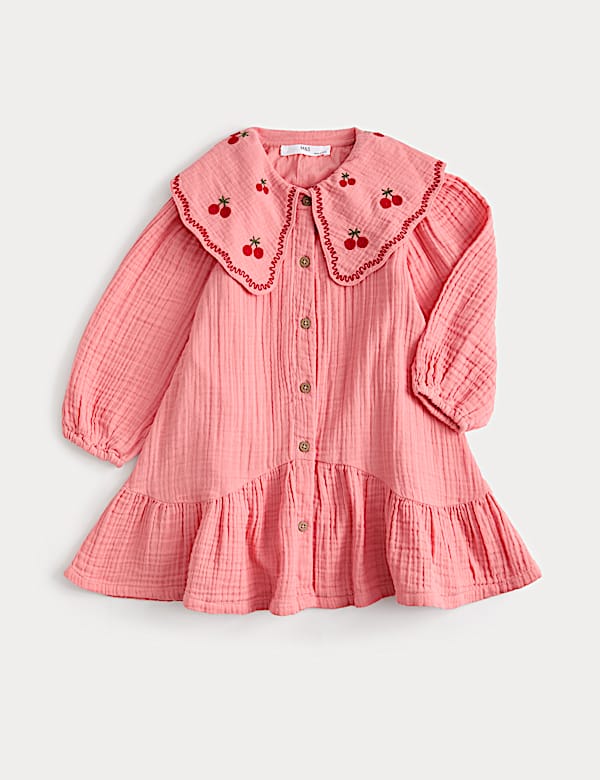 Pure Cotton Embroidered Collar Dress (1-8 Yrs)