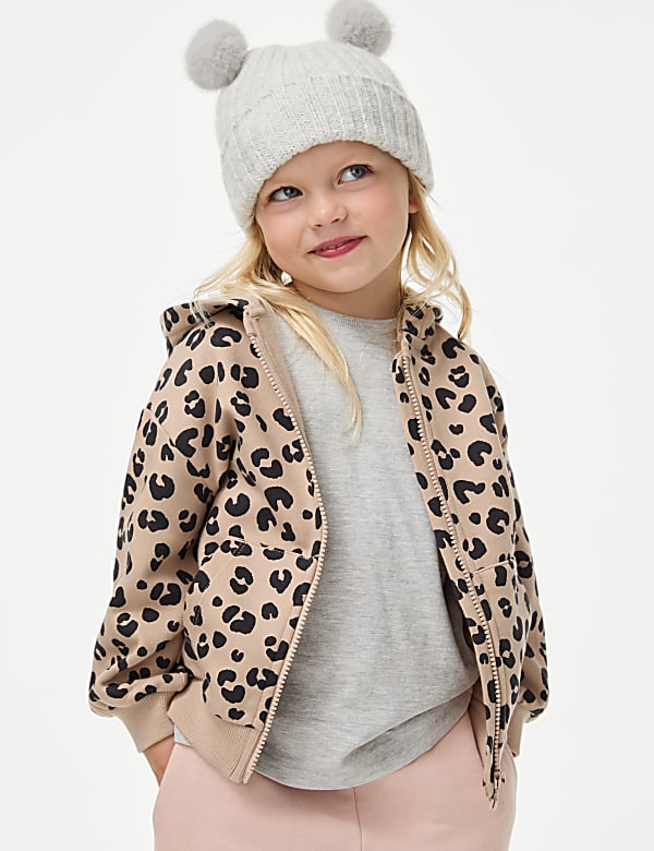 Hoodie mit hohem Baumwollanteil, Rei&szlig;verschluss und Animalprint (2&ndash;8 J.) - DE