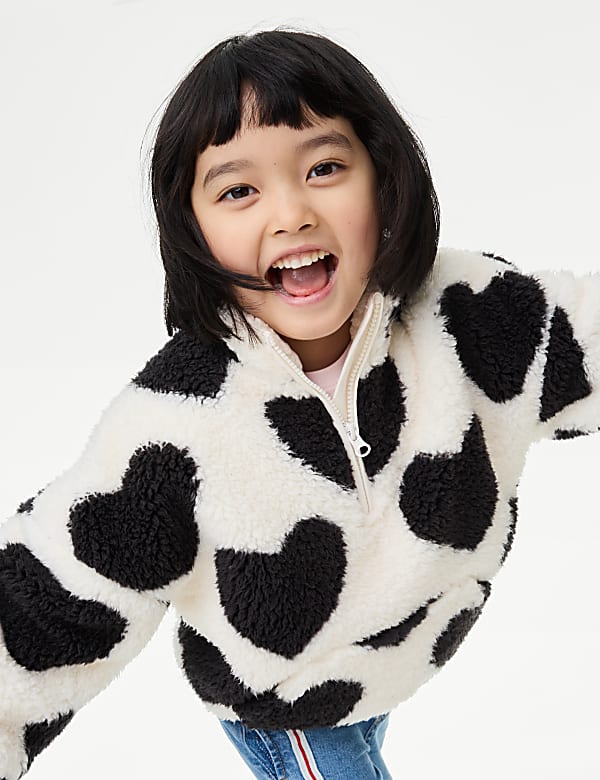 Heart Print Borg Jacket (12 Mths-8 Yrs) - NL