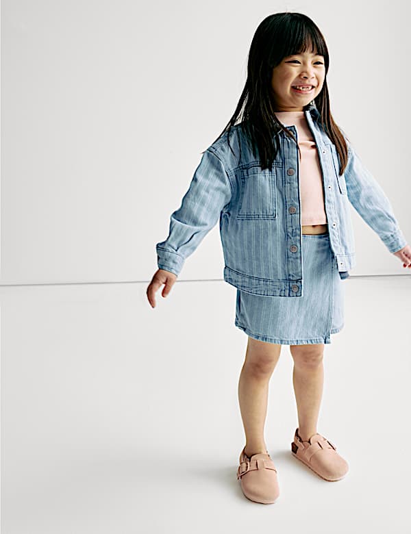 Denim Striped Elasticated Waist Skort (2-16 Yrs) - CN
