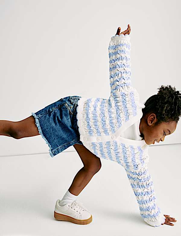 Cotton Blend Striped Cardigan (2-8 Yrs) - GR