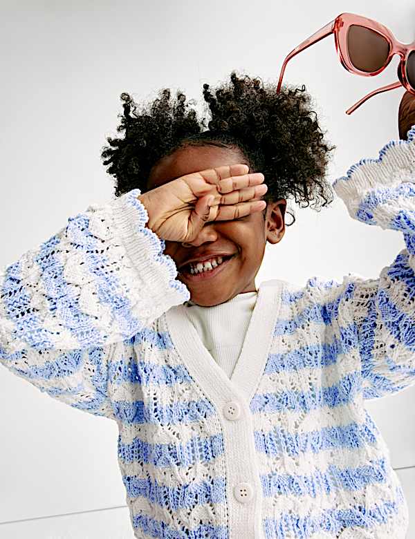 Cotton Blend Striped Cardigan (2-8 Yrs) - NL