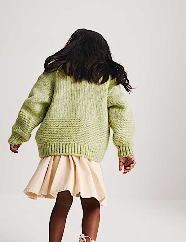 Chunky Knit V-Neck Textured Cardigan (2-10 Yrs) - BE
