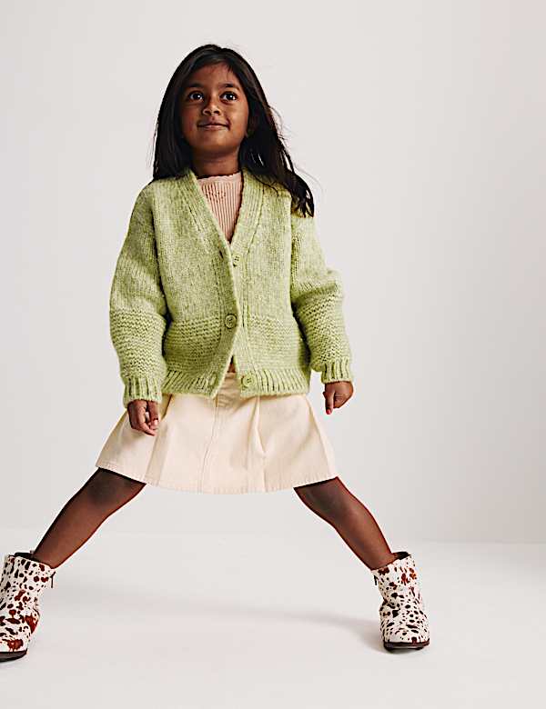 Chunky Knit V-Neck Textured Cardigan (2-10 Yrs) - BE