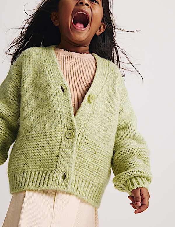 Chunky Knit V-Neck Textured Cardigan (2-10 Yrs) - BE