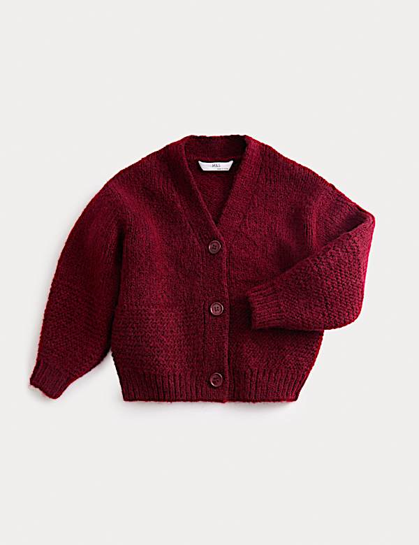 Chunky Knit V-Neck Textured Cardigan (2-10 Yrs) - GR