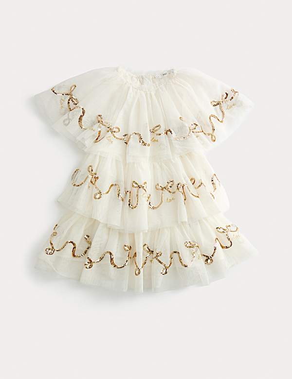 Sequin Tiered Mesh Dress (2-10 Yrs) - NZ