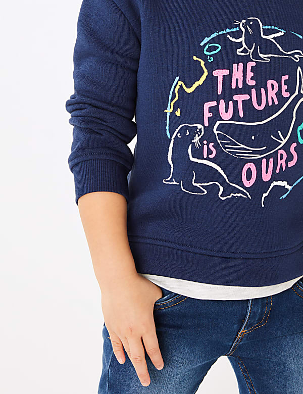 Cotton Slogan Sweatshirt (2-7 Yrs)
