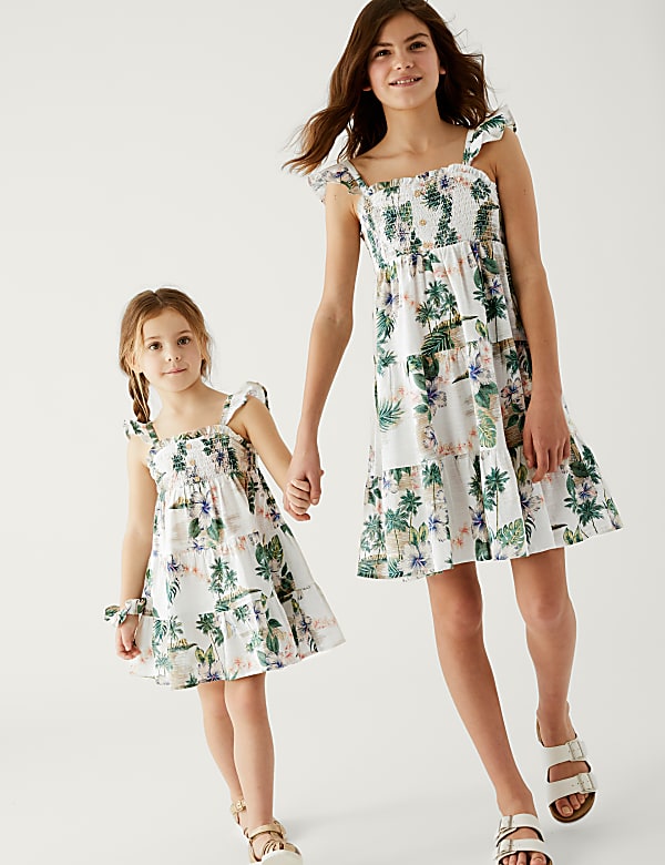 Pure Cotton Hawaiian Dress with Scrunchie (2-8 Yrs)