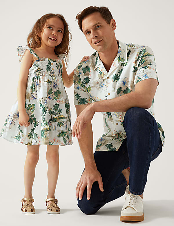 Pure Cotton Hawaiian Dress with Scrunchie (2-8 Yrs)