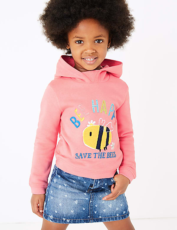 Sequin Bee Happy Slogan Hoodie (2-7 Years)