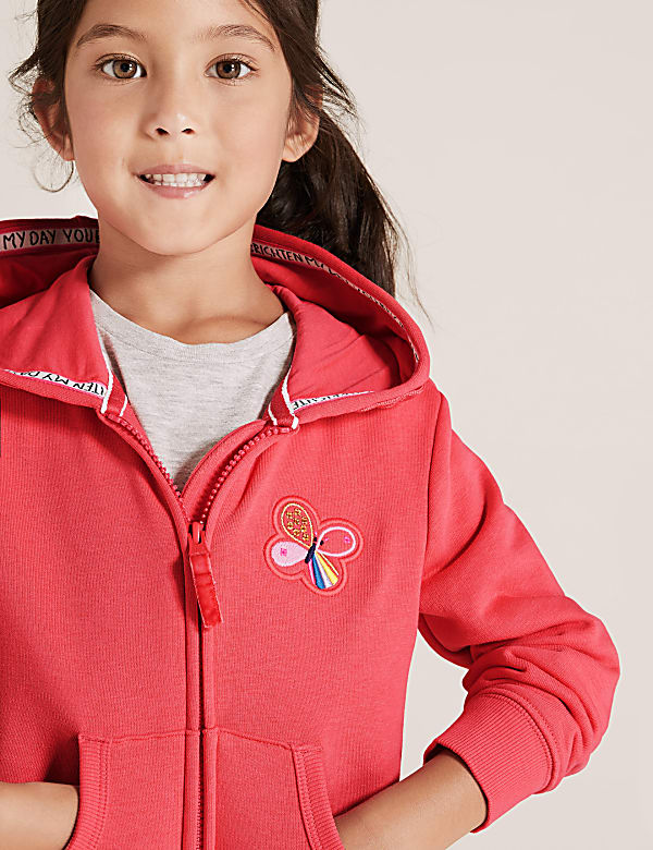 Cotton Rich Butterfly Embroidered Hoodie