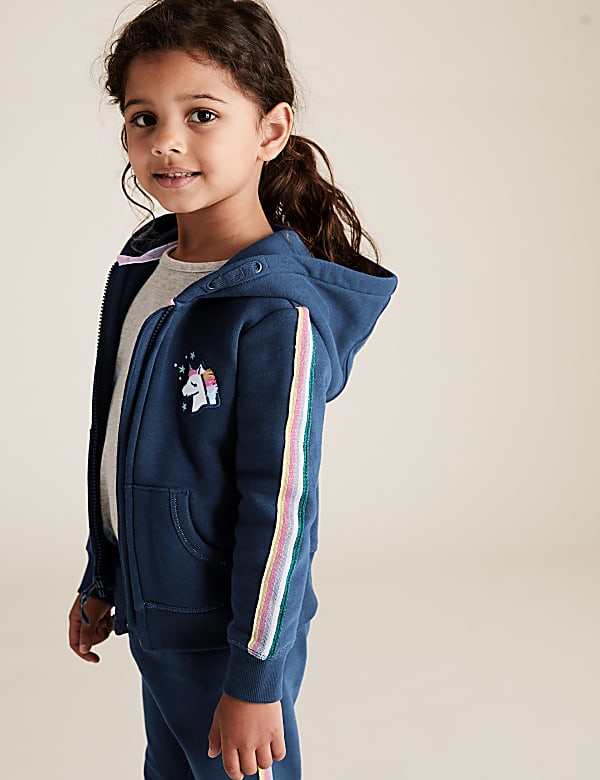 Cotton Embroidered Unicorn Hoodie (2-7 Yrs)