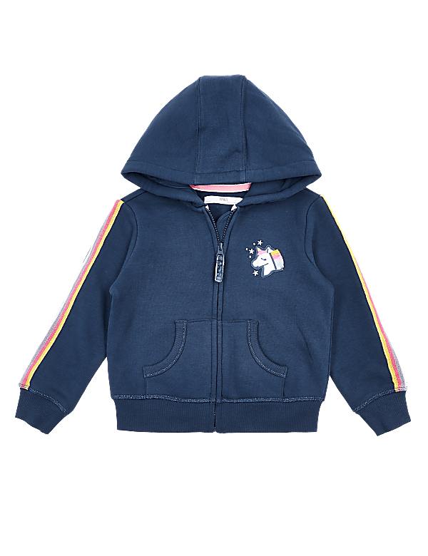 Cotton Embroidered Unicorn Hoodie (2-7 Yrs)