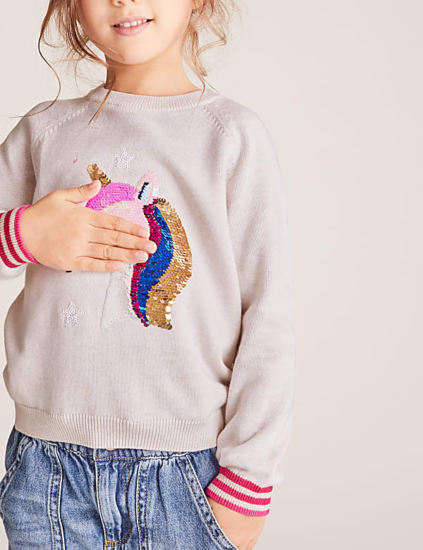 Pure Cotton Sequin Unicorn Jumper (2-7 Yrs)