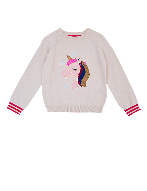 Pure Cotton Sequin Unicorn Jumper (2-7 Yrs)