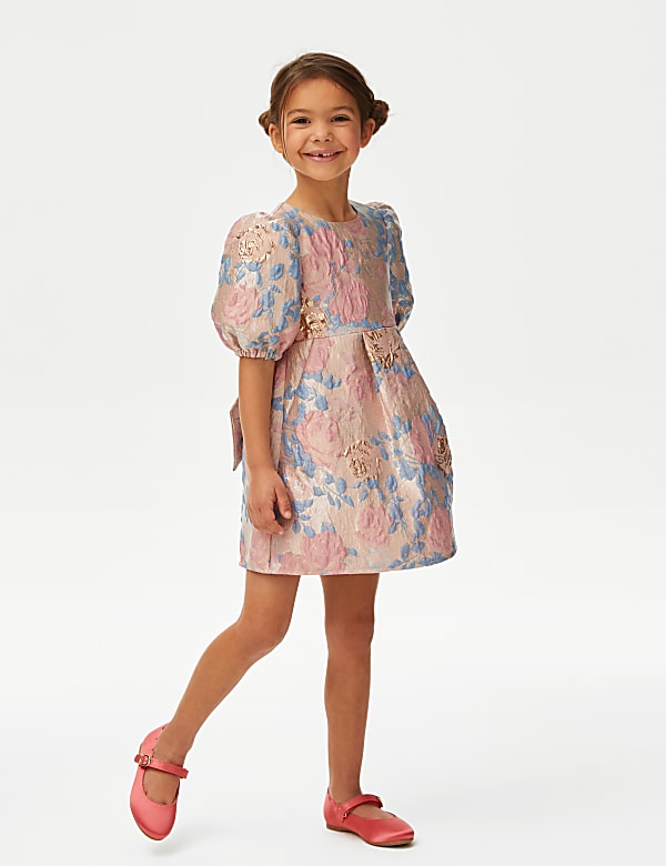 Floral Jacquard Dress (2-7 Yrs)