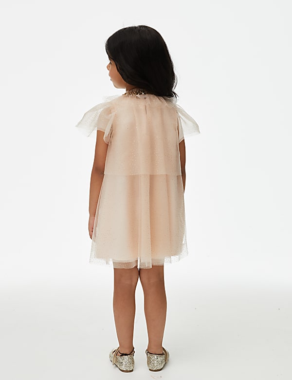 2pc Tulle Glitter Dress and Cape (2-7 Yrs)