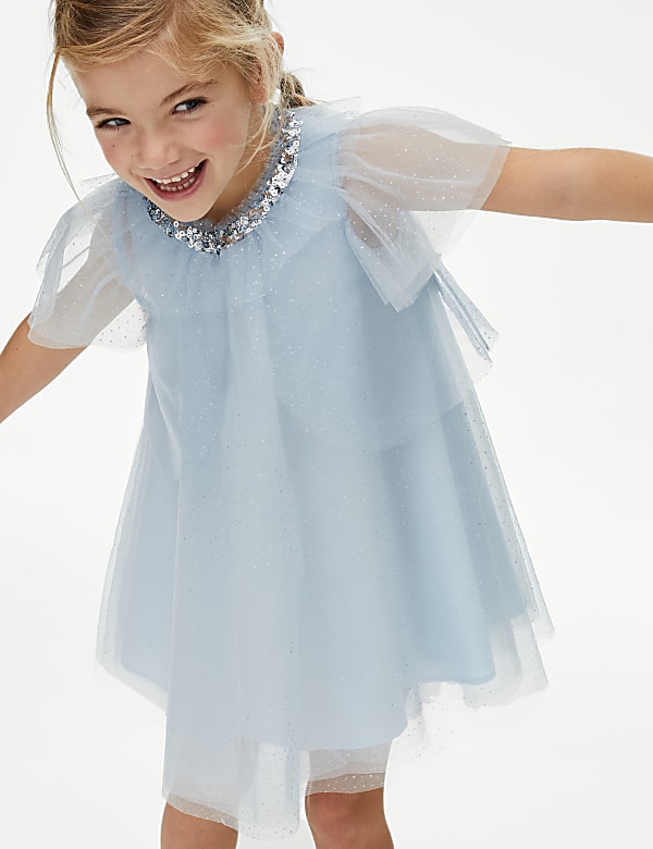 2pc Tulle Glitter Dress and Cape (2-7 Yrs)