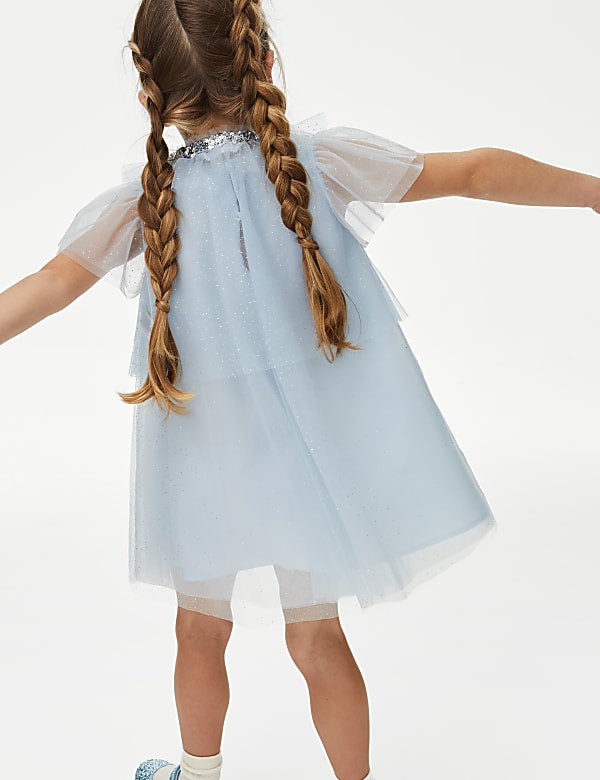 2pc Tulle Glitter Dress and Cape (2-7 Yrs)
