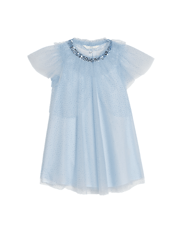 2pc Tulle Glitter Dress and Cape (2-7 Yrs)