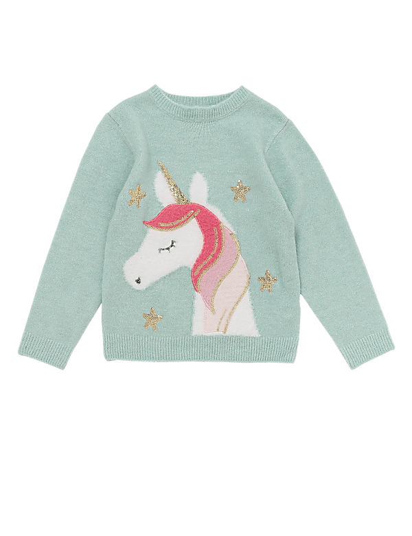 Knitted Unicorn Sequin Jumper (2-7 Yrs)