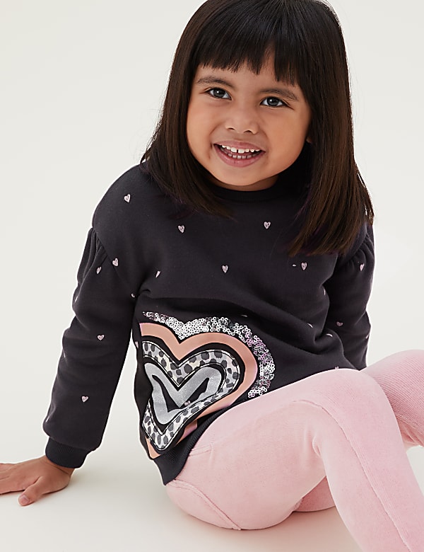 Cotton Rich Heart Print Sweatshirt (2-7 Yrs)