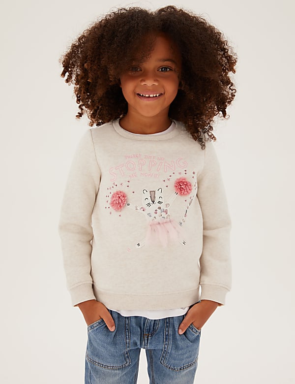 Cotton Rich Dancing Leopard Sweatshirt (2-7 Yrs)