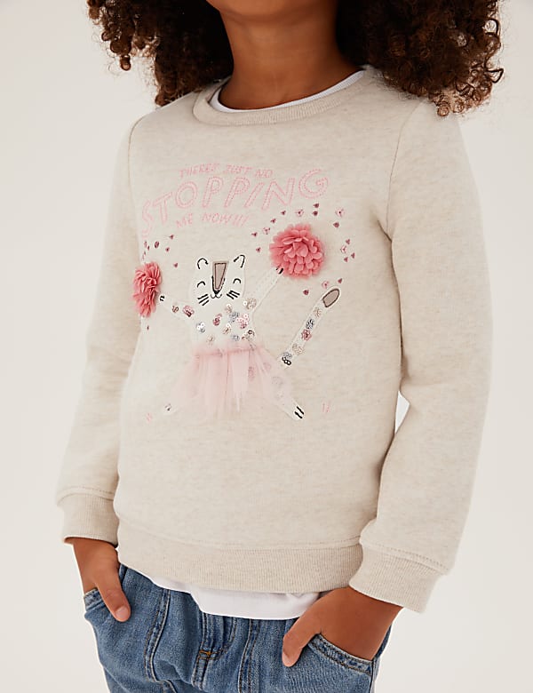 Cotton Rich Dancing Leopard Sweatshirt (2-7 Yrs)