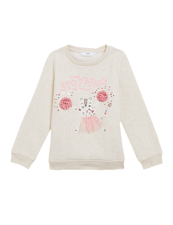 Cotton Rich Dancing Leopard Sweatshirt (2-7 Yrs)