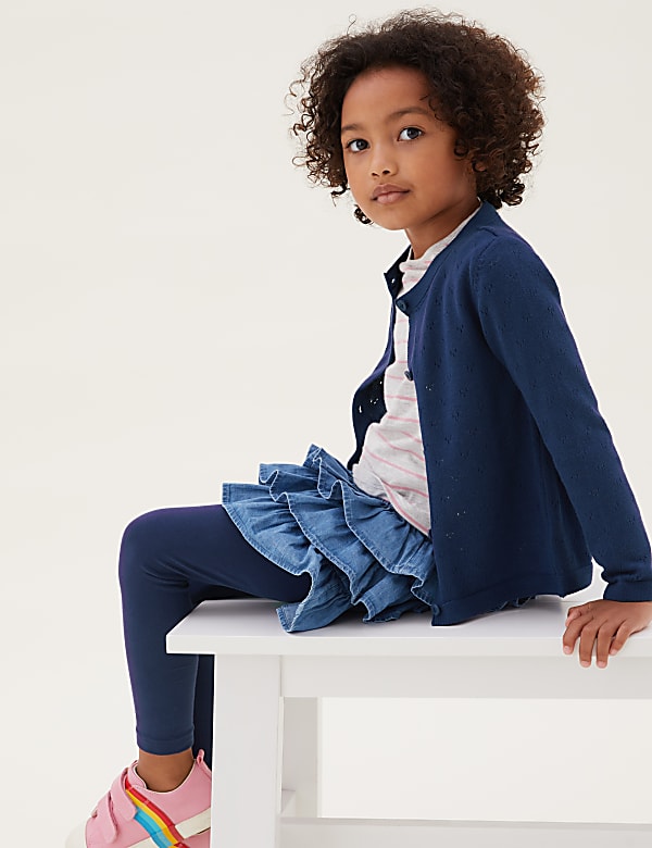 Pure Cotton Pointelle Knitted Cardigan (2-7 Yrs) - IL