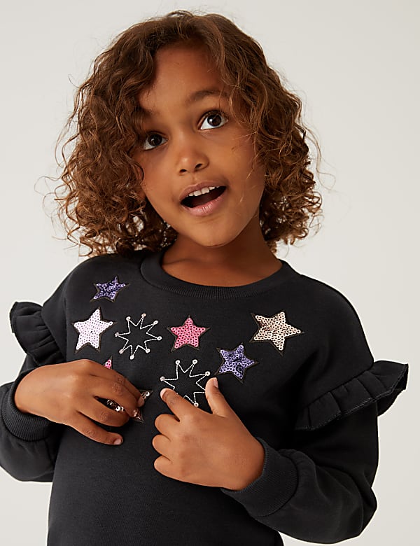 Cotton Rich Sequin Star Sweatshirt (2-7 Yrs)