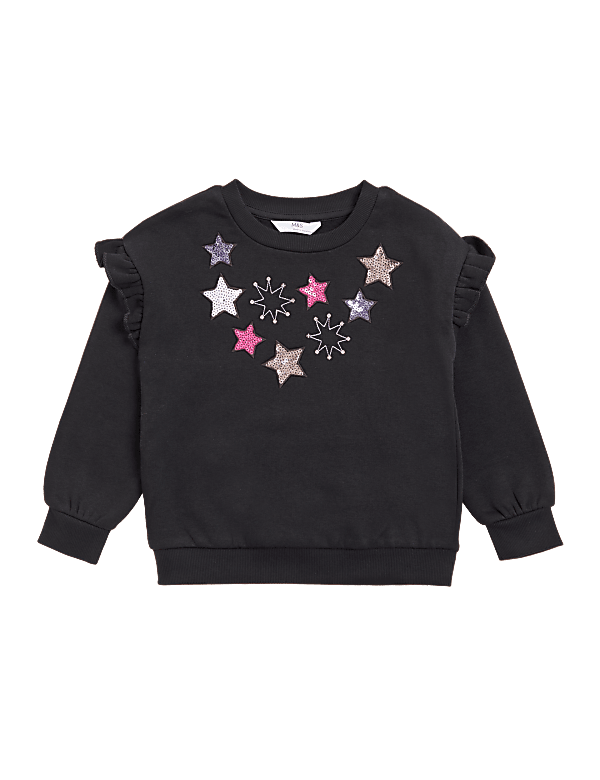 Cotton Rich Sequin Star Sweatshirt (2-7 Yrs)