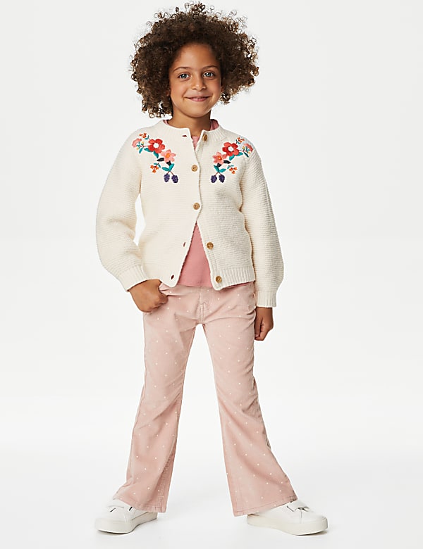 Cotton Rich Flower Embroidered Cardigan (2-8 Yrs)