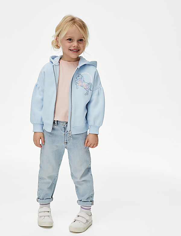 Cotton Rich Unicorn Zip Hoodie (2-8 Yrs) - LU