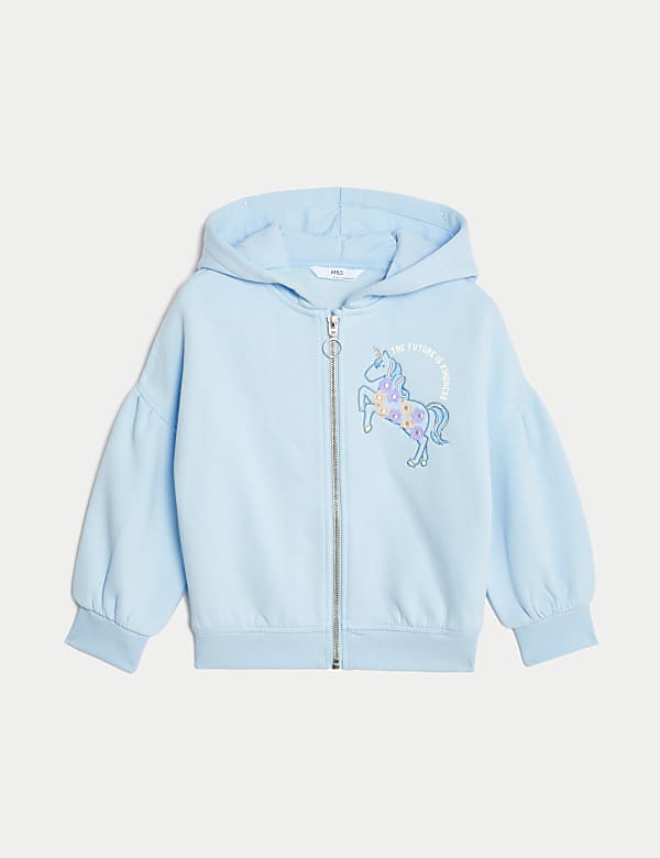 Cotton Rich Unicorn Zip Hoodie (2-8 Yrs) - LU