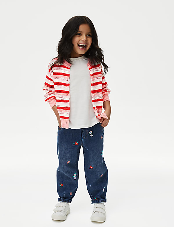 Pure Cotton Striped Knitted Cardigan (2-8 Yrs) - EE
