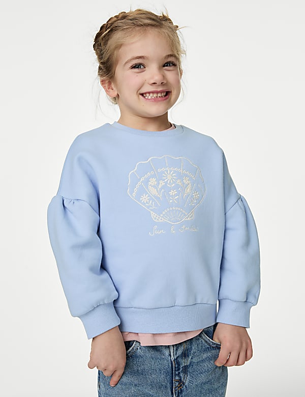 Sweat en coton à motif coquillage (du&nbsp;2 au 8&nbsp;ans) - CA