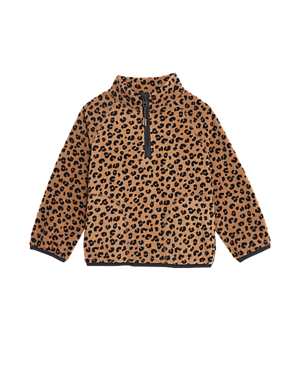 Leopard print half zip fleece hot sale