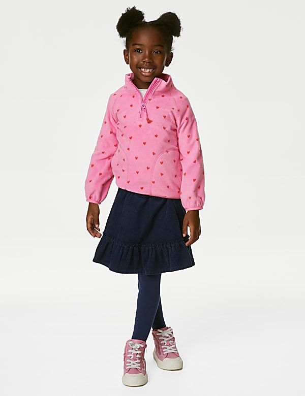 Heart Print Zip Fleece Top (2-8 Yrs)