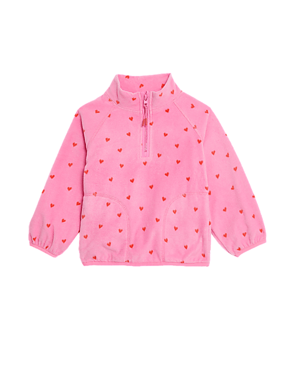 Heart Print Zip Fleece Top (2-8 Yrs)